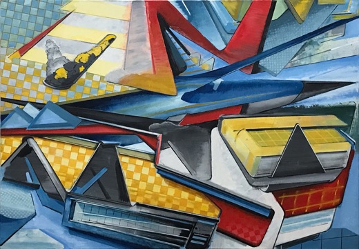 Somehow It Couldn’t Turn Right, 2022, Öl auf Leinwand, 140 x 200 cm