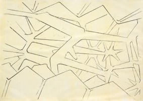 Hard to judge, Kohle auf farbig grundiertem Papier, 2009, 42 x 59 cm